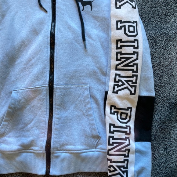 PINK Victoria’s Secret Baby Blue fleece zip-up hoodie - Picture 2 of 5